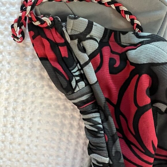 Y2K Babydoll Midi Dress Maximalist Colorful Print With Braided Straps Size 6 - Picture 7 of 10